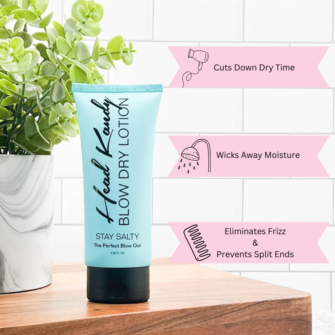 Head Kandy Stay Salty Blow Dry Lotion – Volumizing, Anti-Frizz & Humidity Defense | 4.95oz