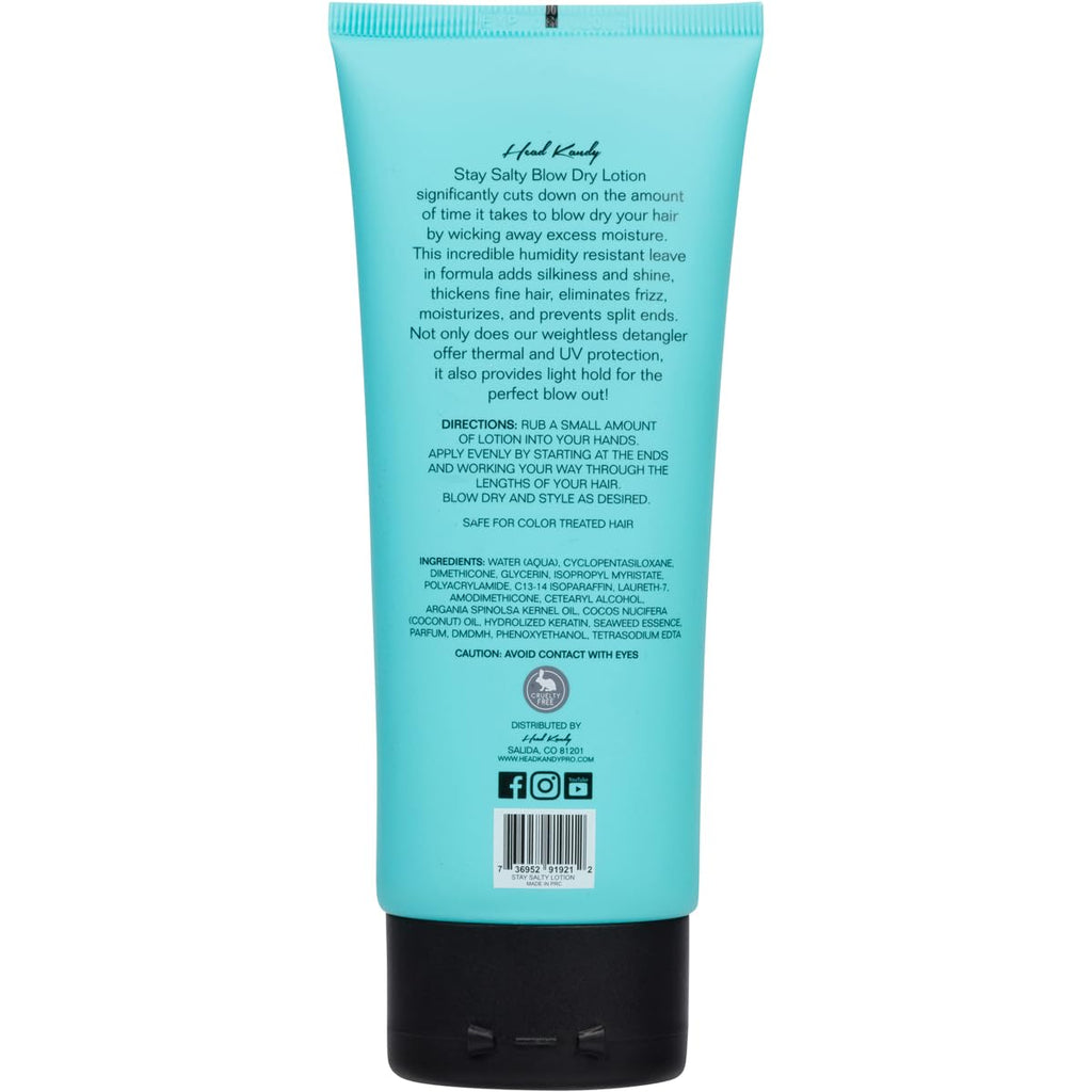 Head Kandy Stay Salty Blow Dry Lotion – Volumizing, Anti-Frizz & Humidity Defense | 4.95oz