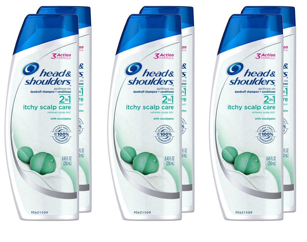 Head & Shoulders Itchy Scalp Care with Eucalyptus – 2-in-1 Anti-Dandruff Shampoo + Conditioner, 8.45 Fl Oz (Pack of 6)