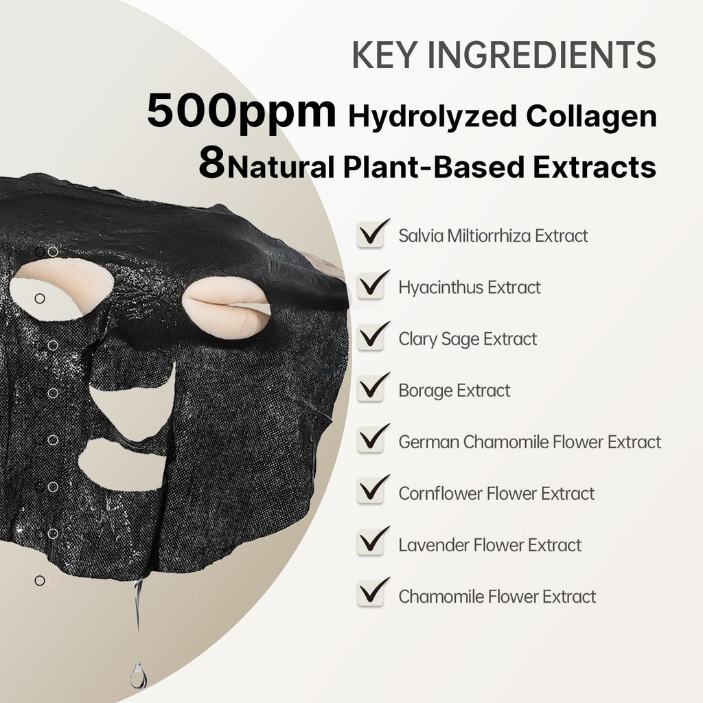 HEALOINE Deep Collagen Mask with Hyaluronic Acid – Overnight Firming, 500ppm Collagen, 30g x10