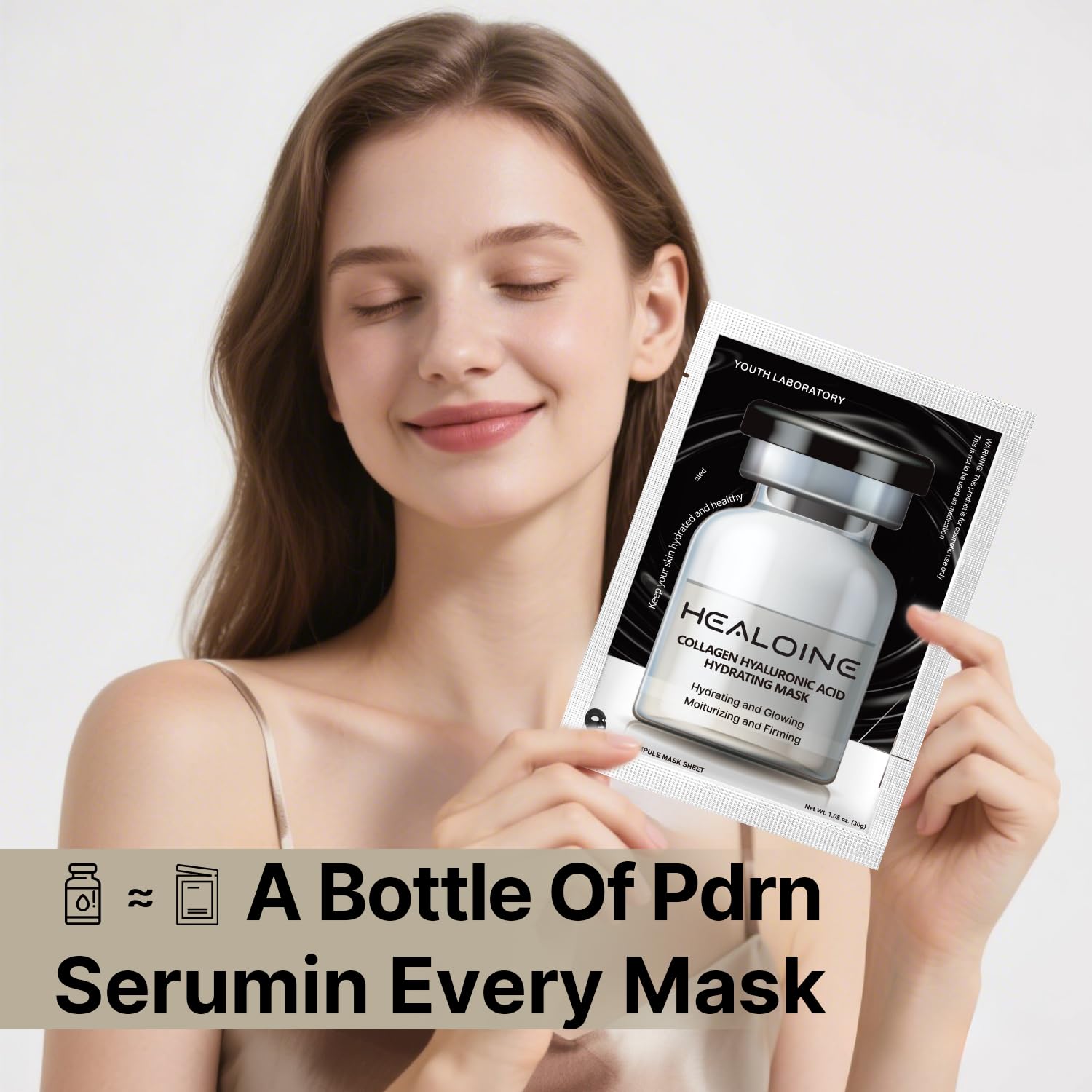 HEALOINE Deep Collagen Mask with Hyaluronic Acid – Overnight Firming, 500ppm Collagen, 30g x10