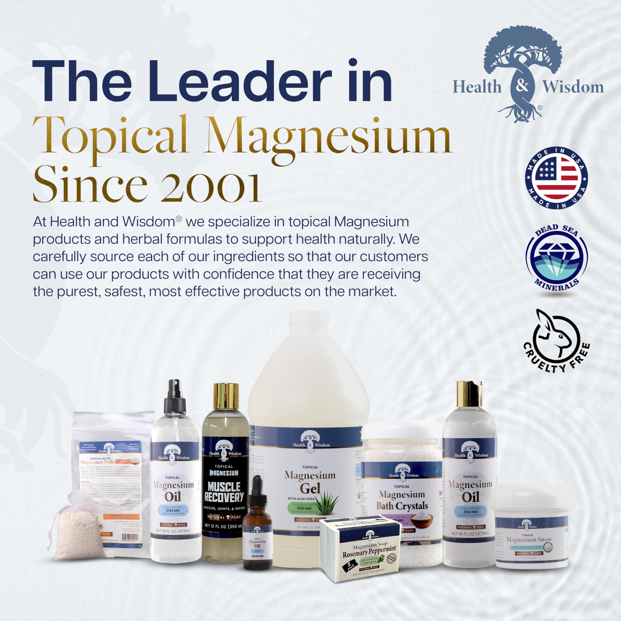 Health & Wisdom Pure Magnesium Oil with Aloe Vera – Topical Muscle & Joint Relief, 64 oz