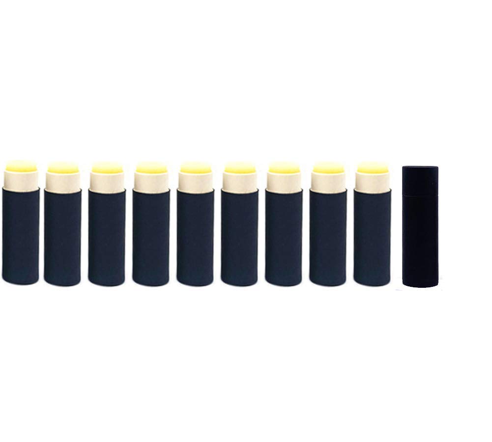 Healthcom 10 Pack 1oz Paperboard Lip Balm Tubes – Refillable Kraft Black Containers