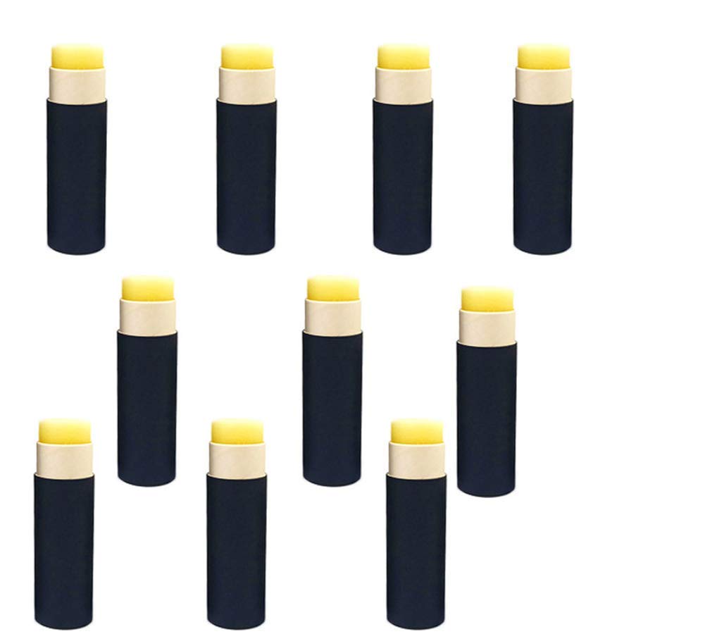 Healthcom 10 Pack 1oz Paperboard Lip Balm Tubes – Refillable Kraft Black Containers