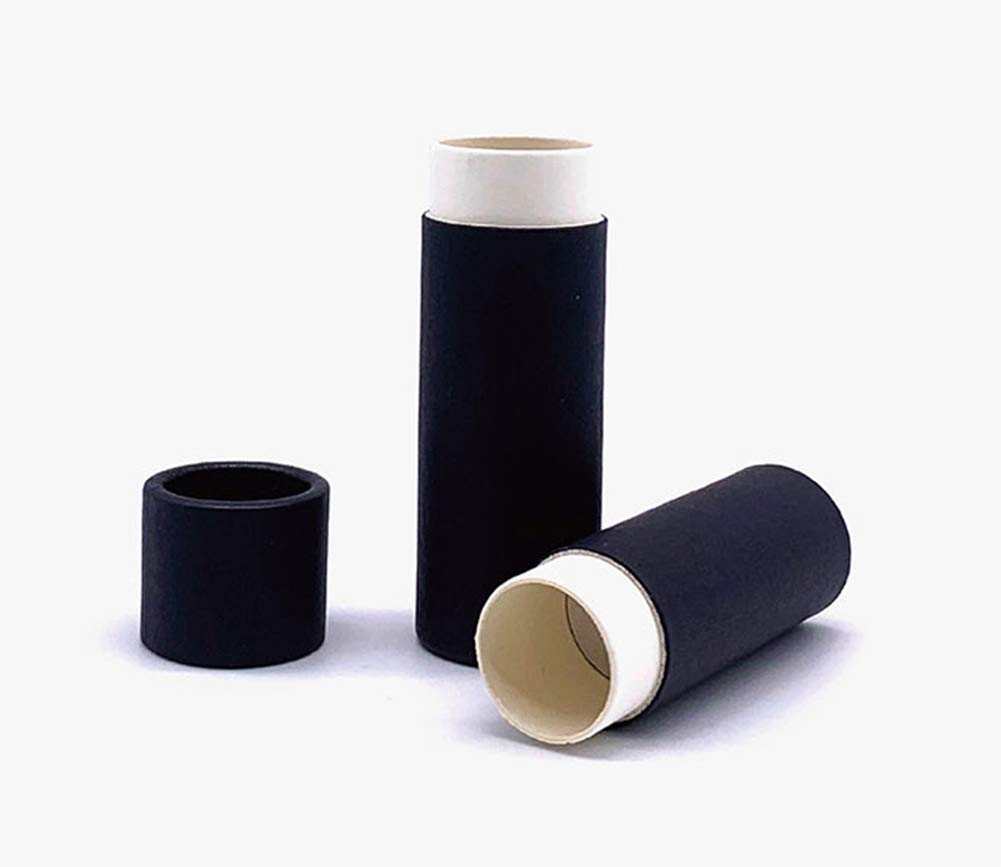 Healthcom 10 Pack 1oz Paperboard Lip Balm Tubes – Refillable Kraft Black Containers