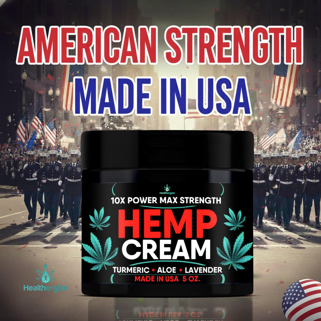 Healthergize Hemp Cream Maximum Strength — Full Body Hemp Lotion, Non-Greasy, USA Made