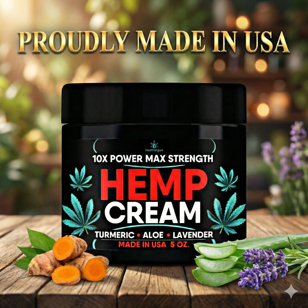 Healthergize Hemp Cream Maximum Strength — Full Body Hemp Lotion, Non-Greasy, USA Made