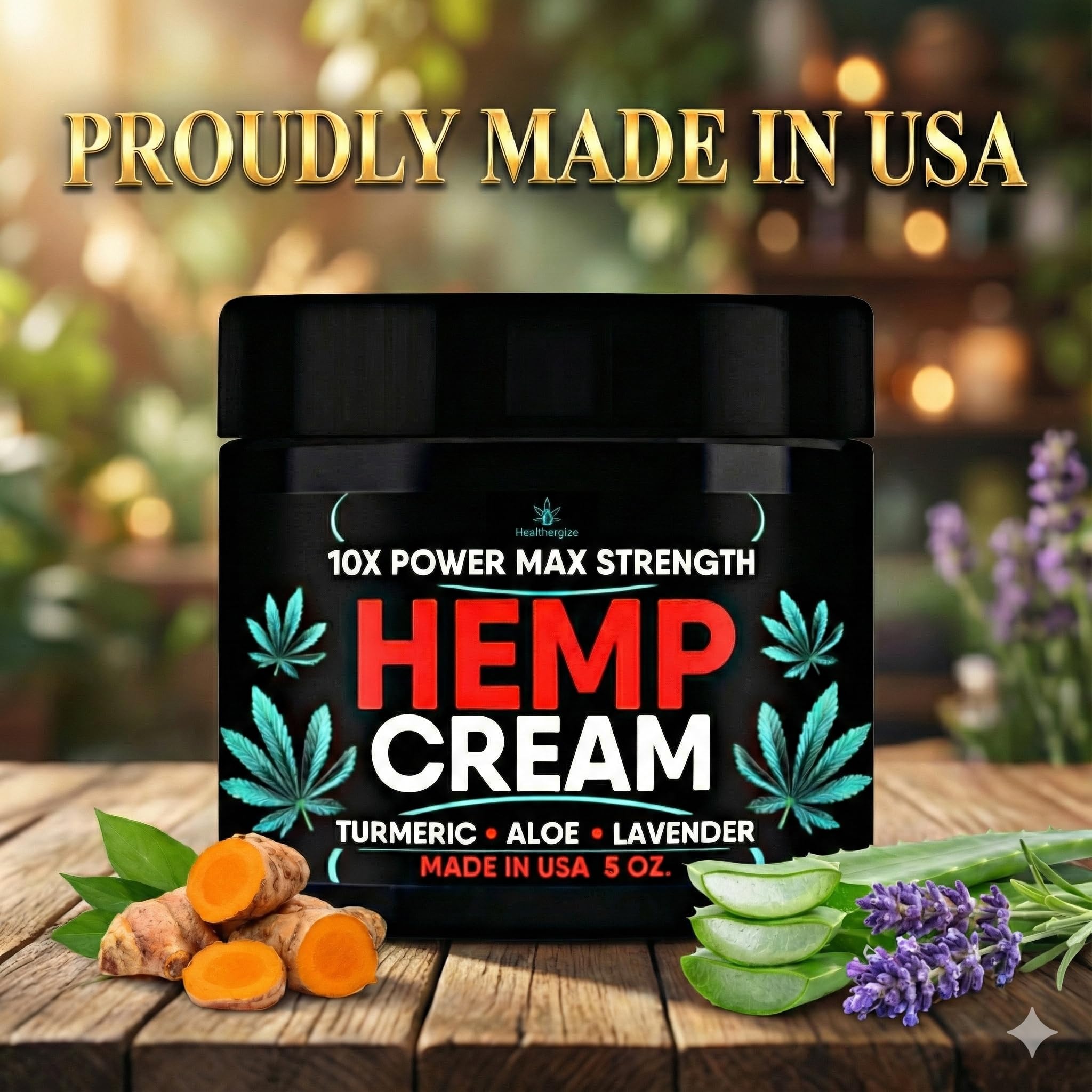 Healthergize Hemp Cream Maximum Strength — Full Body Hemp Lotion, Non-Greasy, USA Made