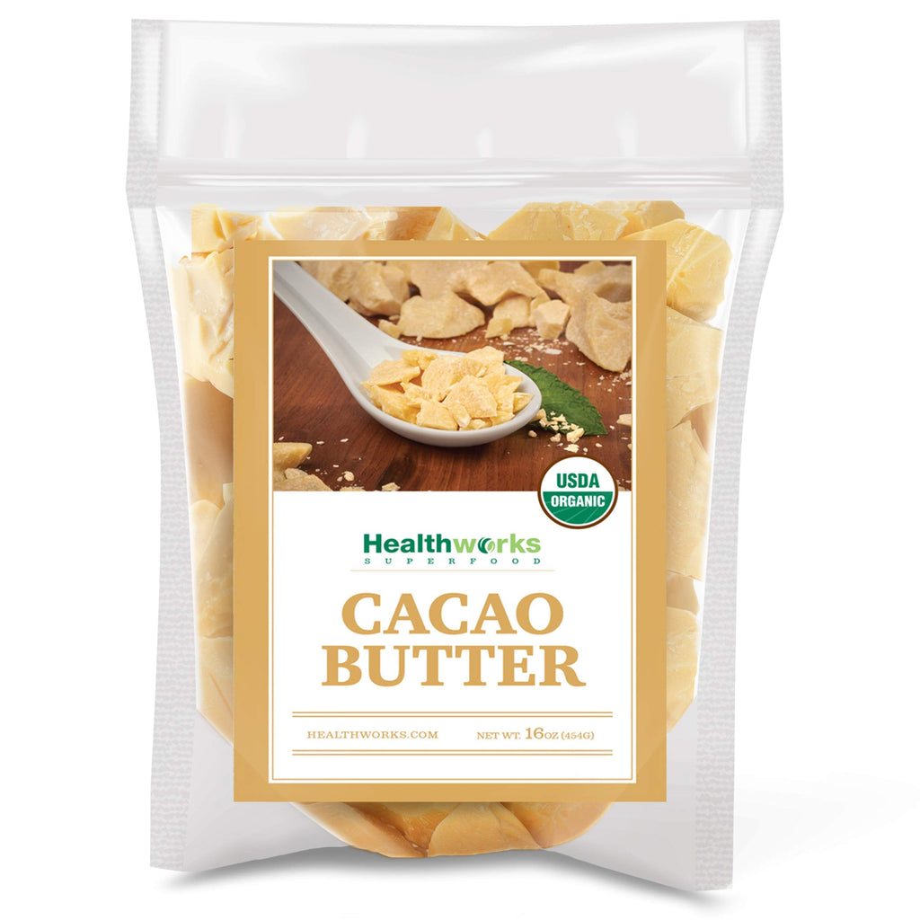 Healthworks Superfoods Organic Cacao Butter - 16 oz | USDA Organic, Unrefined & Non-GMO