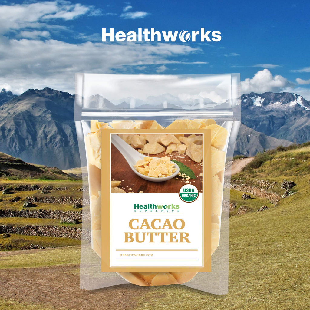 Healthworks Superfoods Organic Cacao Butter - 16 oz | USDA Organic, Unrefined & Non-GMO