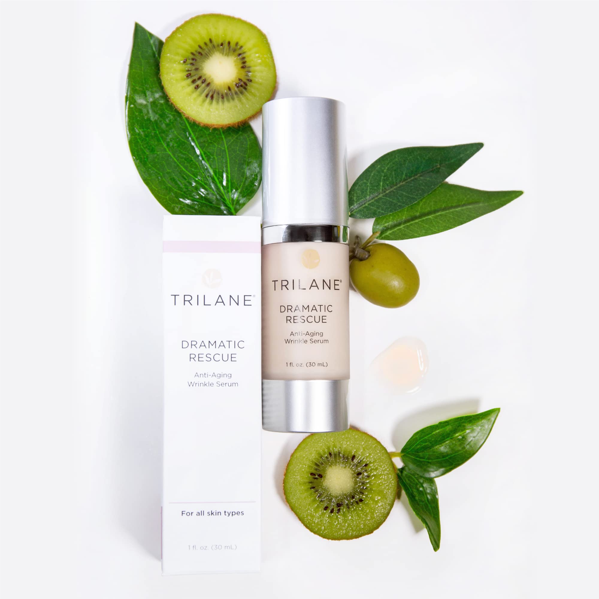 Healthy Directions Trilane Dramatic Rescue Anti-Aging Serum – Olive Squalane, Peptides, Cruelty-Free, 1 oz