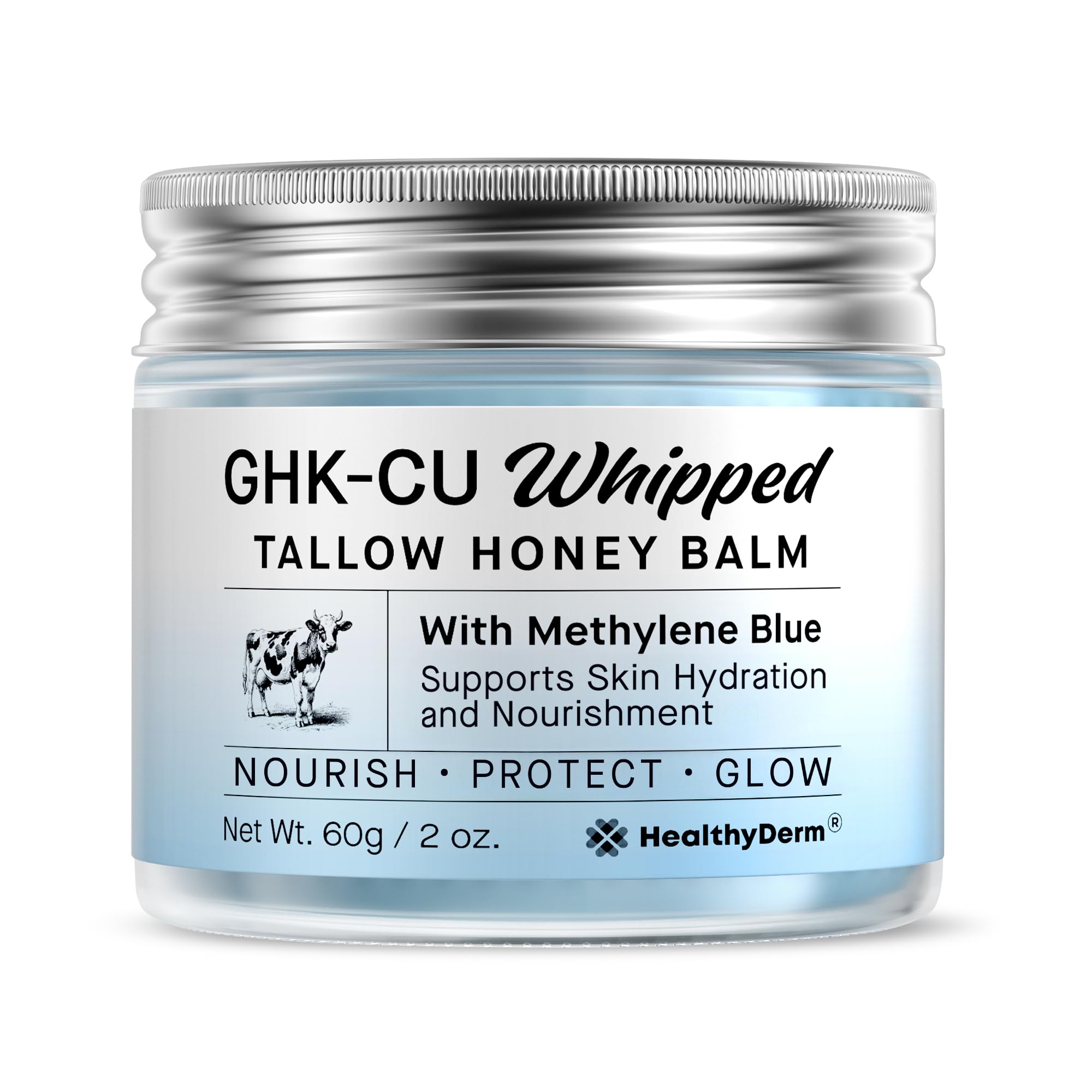 HealthyDerm Copper Peptides GHK-Cu Beef Tallow Blue Balm – Hydrating Face & Body Moisturizer for Mature, Dry & Sensitive Skin – 2oz