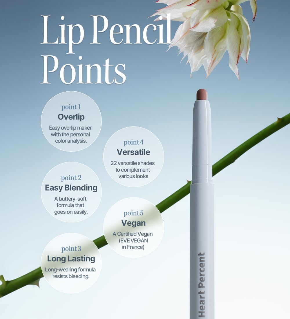 Heart Percent Dote On Mood Lip Pencil #19 Dusty Pink – Retractable, Creamy, Long-Lasting Lip Liner
