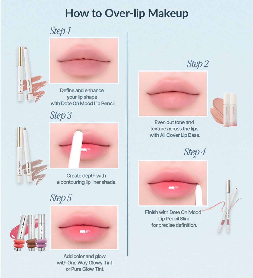 Heart Percent Dote On Mood Lip Pencil – Long-Lasting Mauve Lips (0.8g) Retractable Lip Liner