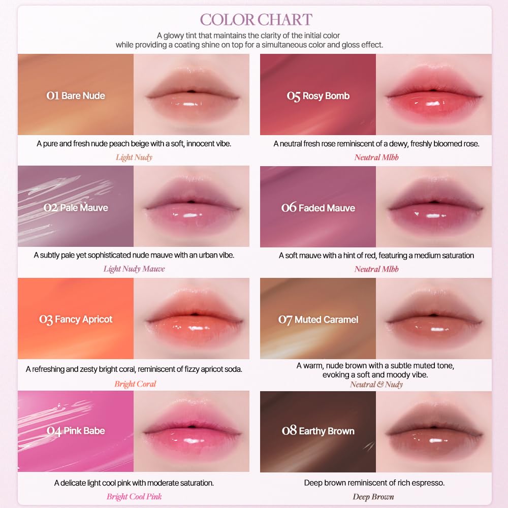 Heart Percent Dote On Mood One Way Glowy Tint 11.Dawn Mauve | Lip Tint Gloss