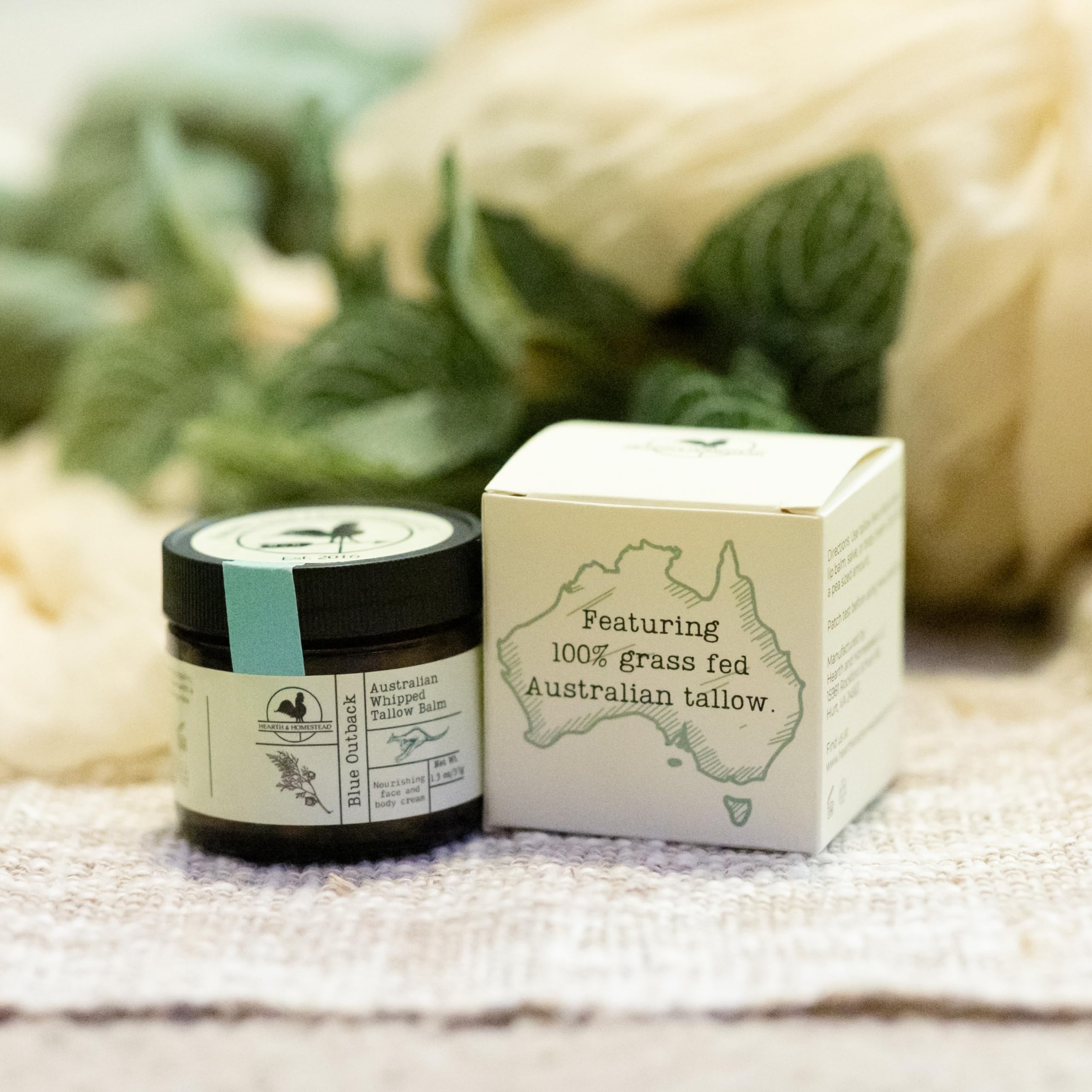 Hearth and Homestead Blue Outback Tallow Balm with Emu, Jojoba, Sandalwood & Blue Cypress — 1.3 oz