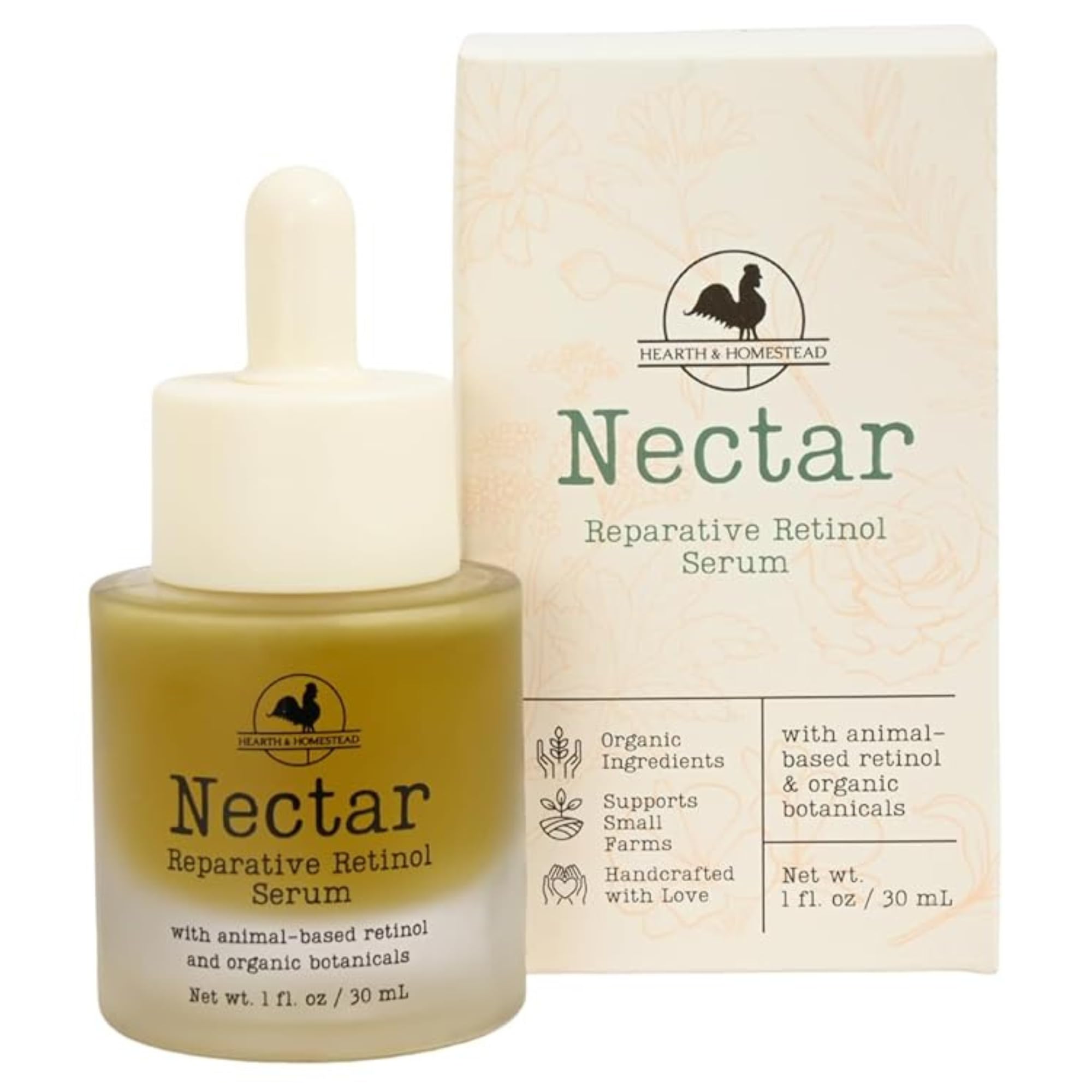 Nectar Natural Retinol Serum by Hearth & Homestead – Cod Liver Oil, Tallow & Emu Oil | 1 fl oz