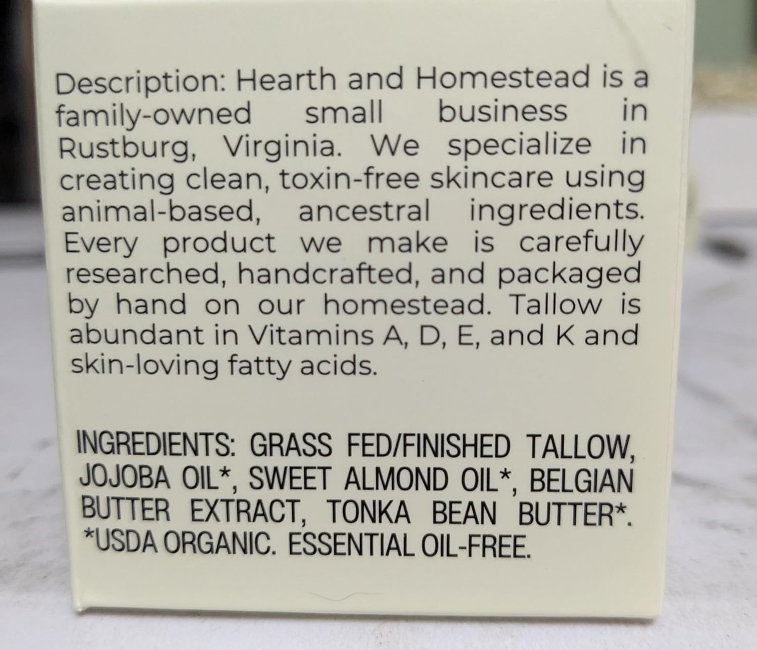 Hearth and Homestead Whipped Tallow Balm – Fragrance-Free, No Essential Oils, 1.3 oz