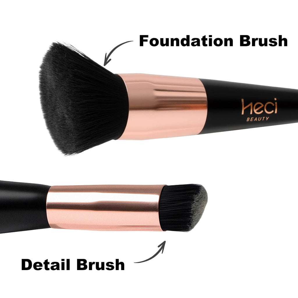 AirBrush Foundation with Nanoscale Powder – HECI BEAUTY Flawless Finish, Silk Spray & Kabuki Brush, 210 Medium