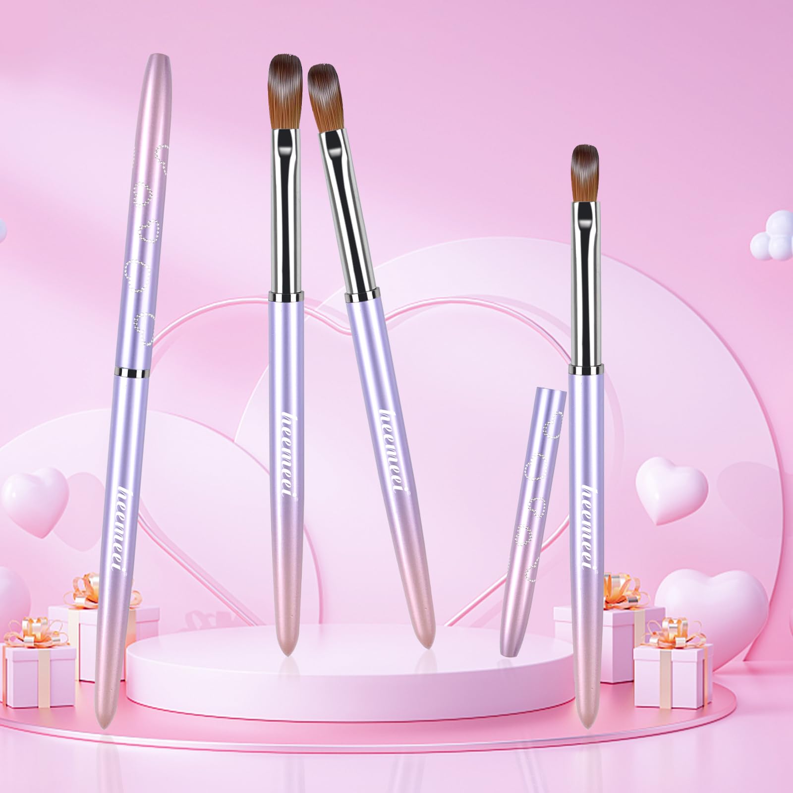 heemeei Acrylic Nail Brush Size 8 – 100% Kolinsky Hair, Sturdy Ergonomic Handle