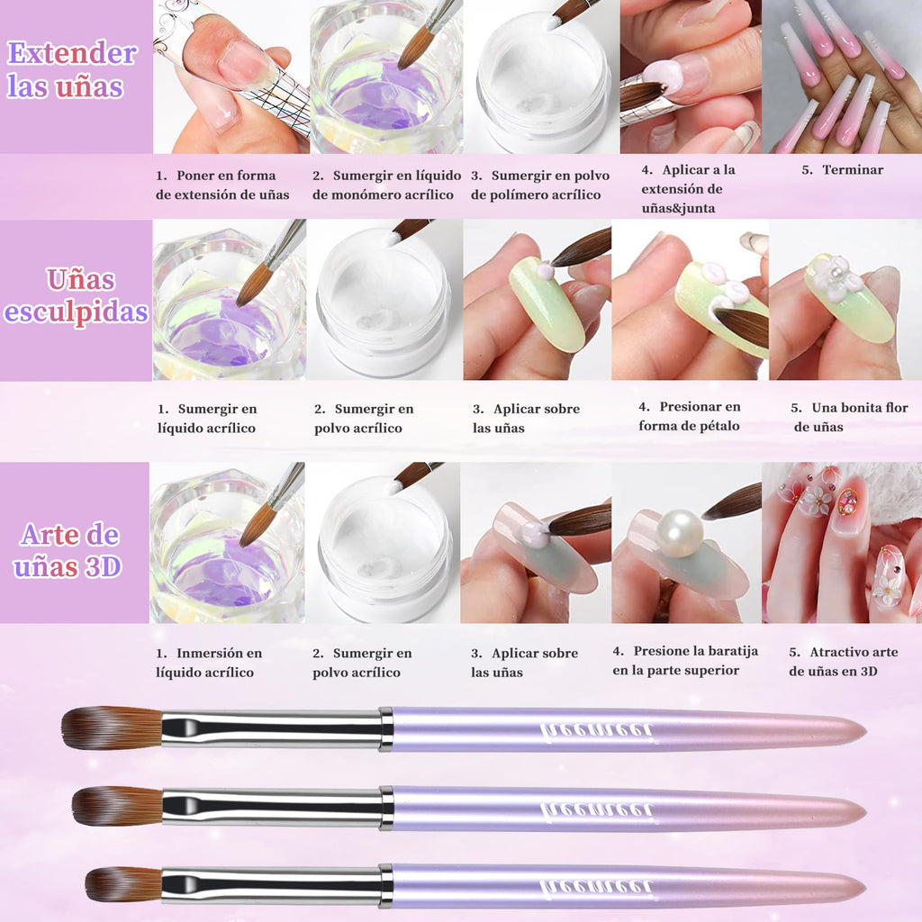 heemeei Acrylic Nail Brush Size 8 – 100% Kolinsky Hair, Sturdy Ergonomic Handle