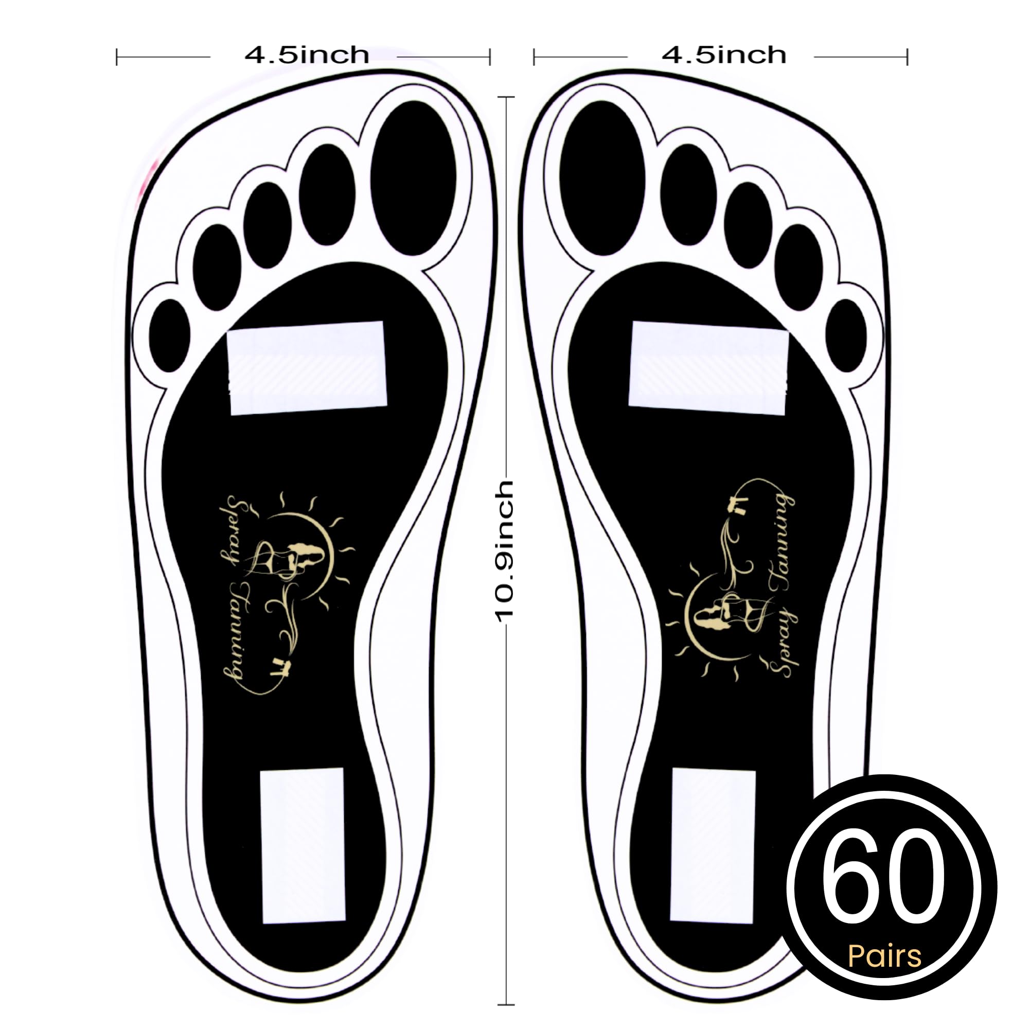 HeeStar 60 Pairs Disposable Black Tanning Feet Pads – Soles Protection for Spray Tans