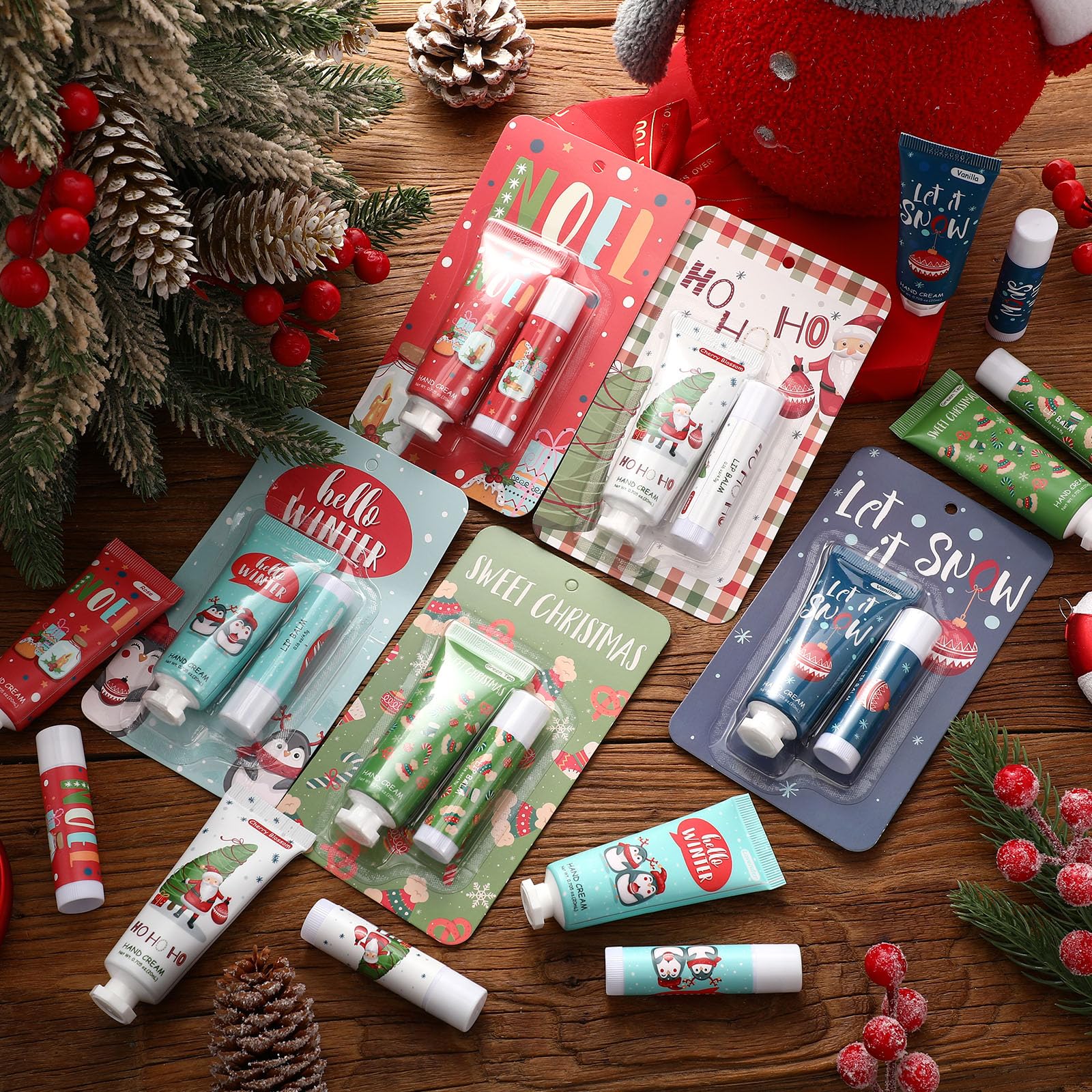 Heigble 30-Piece Christmas Hand Cream & Lip Balm Gift Set | Travel Size & Stocking Stuffers