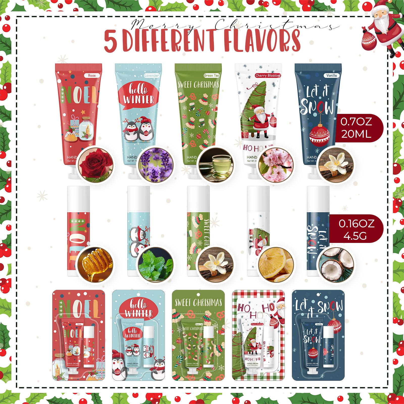 Heigble 30-Piece Christmas Hand Cream & Lip Balm Gift Set | Travel Size & Stocking Stuffers