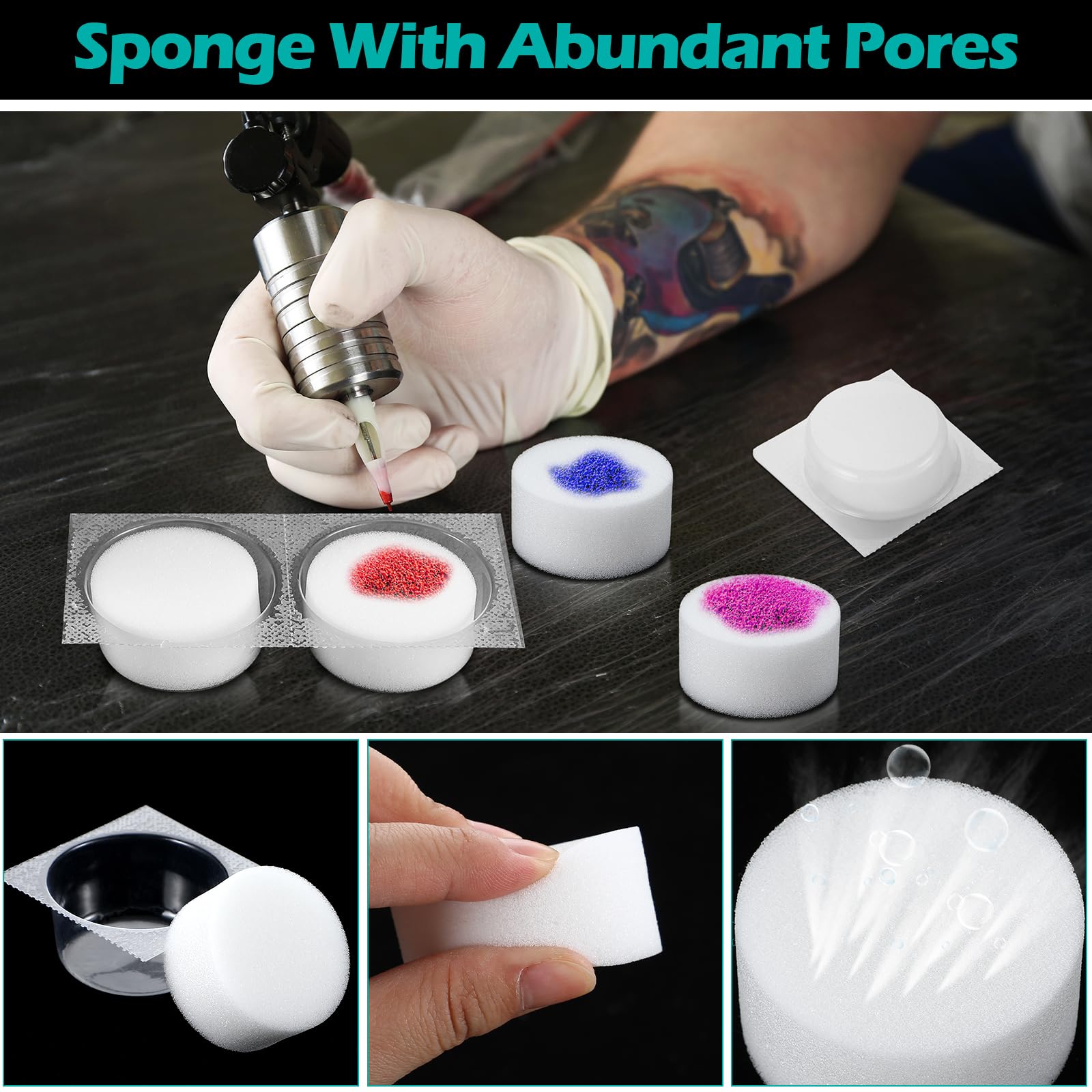 Heigble 48 Pcs Dip Foam Rinse Cups – Disposable Tattoo Ink Cleaning Caps