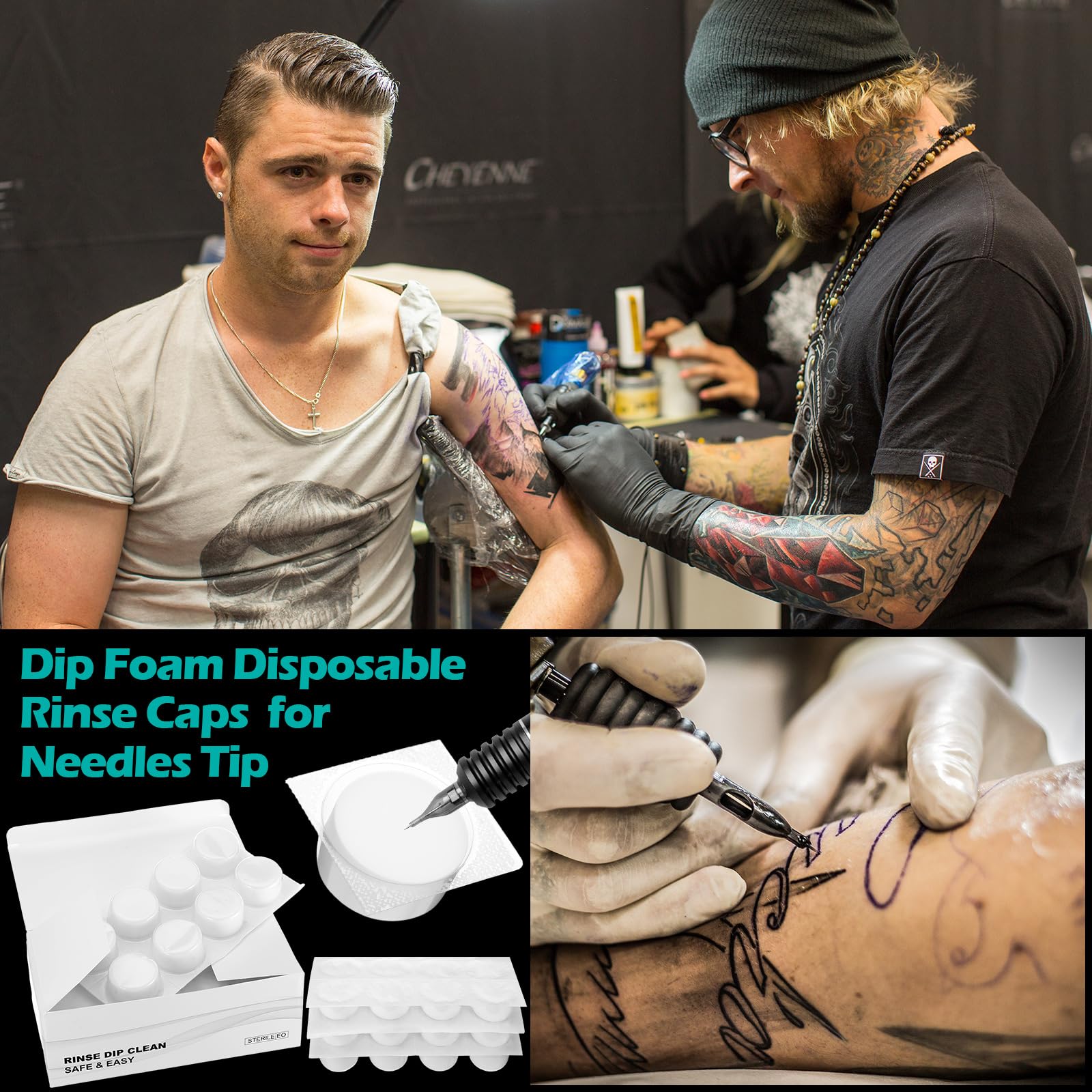 Heigble 48 Pcs Dip Foam Rinse Cups – Disposable Tattoo Ink Cleaning Caps