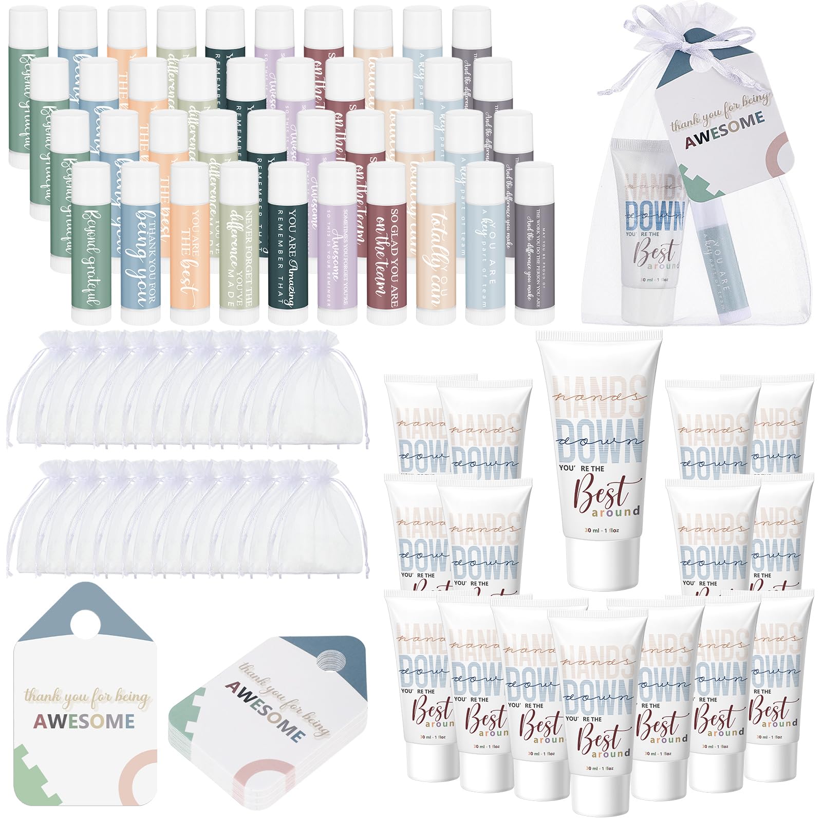Heigble 40-Set Coworker Valentines Gift Bulk – Hand Cream & Lip Balm Set for Office Teams