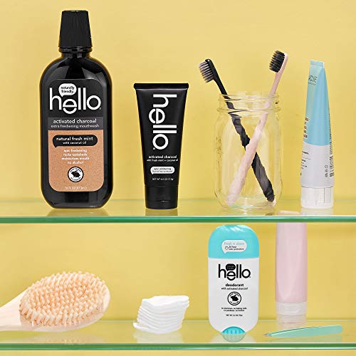 Hello Activated Charcoal Fresh and Clean Deodorant – Aluminum Free, Baking Soda Free, Paraben Free (2.6 oz, Pack of 3)
