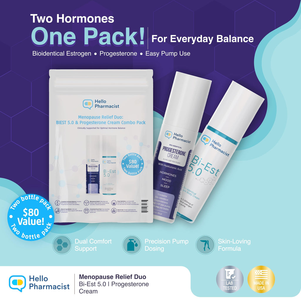 HelloPharmacist Biestro 5.0 BioIdentical Cream + Pro-G Relief Cream for Women | Pharmacist Formulated Brand | 3oz + 3oz