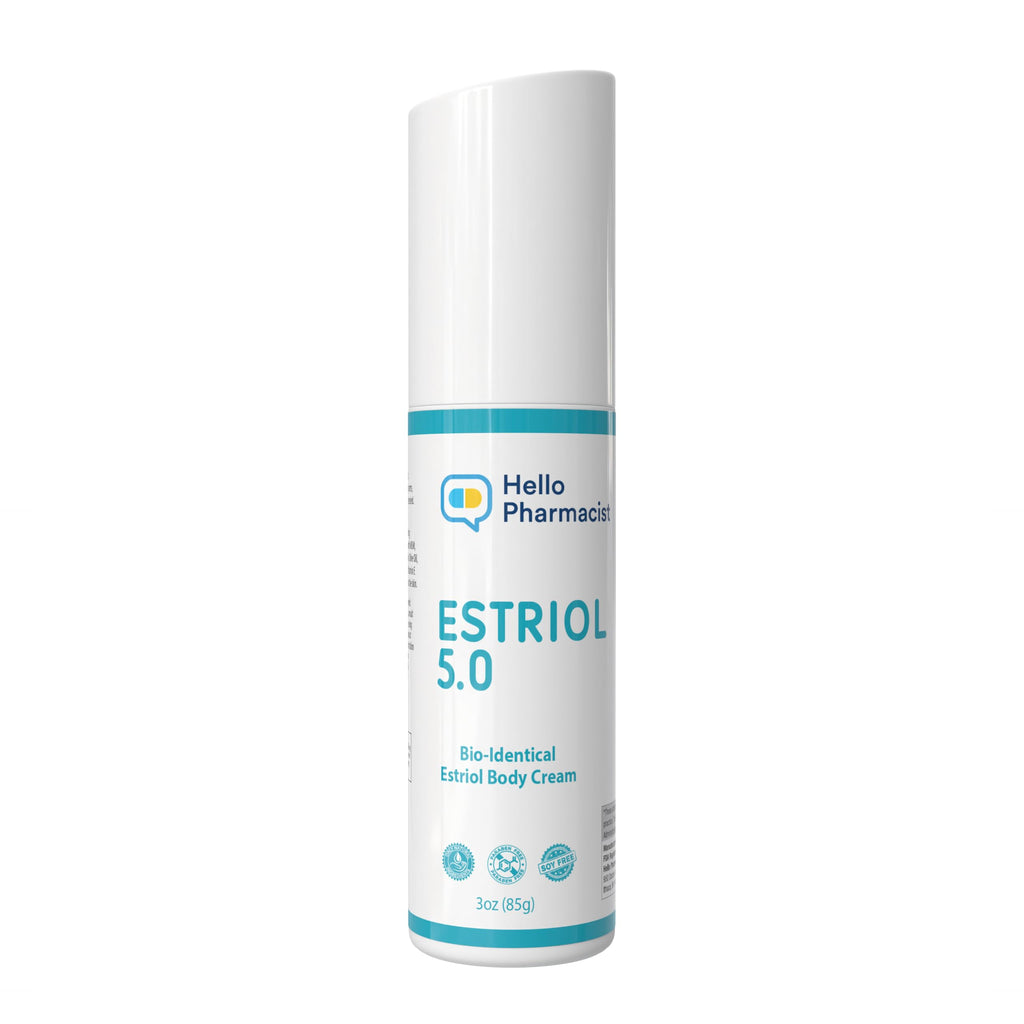 HelloPharmacist Natural Bioidentical Estriol 5.0 Cream for Women – Hydration with Hyaluronic Acid – 3 oz