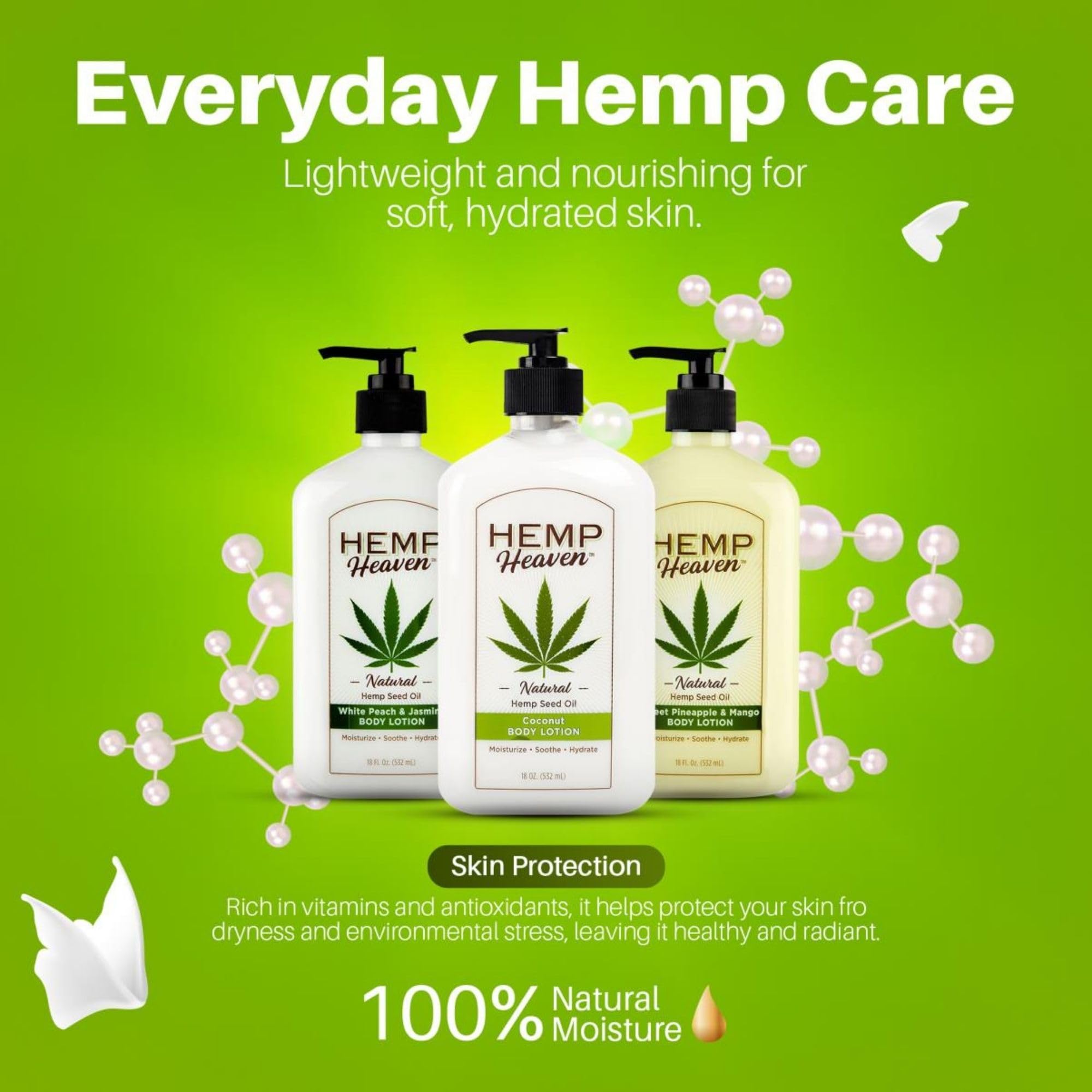 Hemp Heaven Hemp Lotion – Coconut Bliss, Paraben-Free, 18 oz, Made in USA, EWG Verified