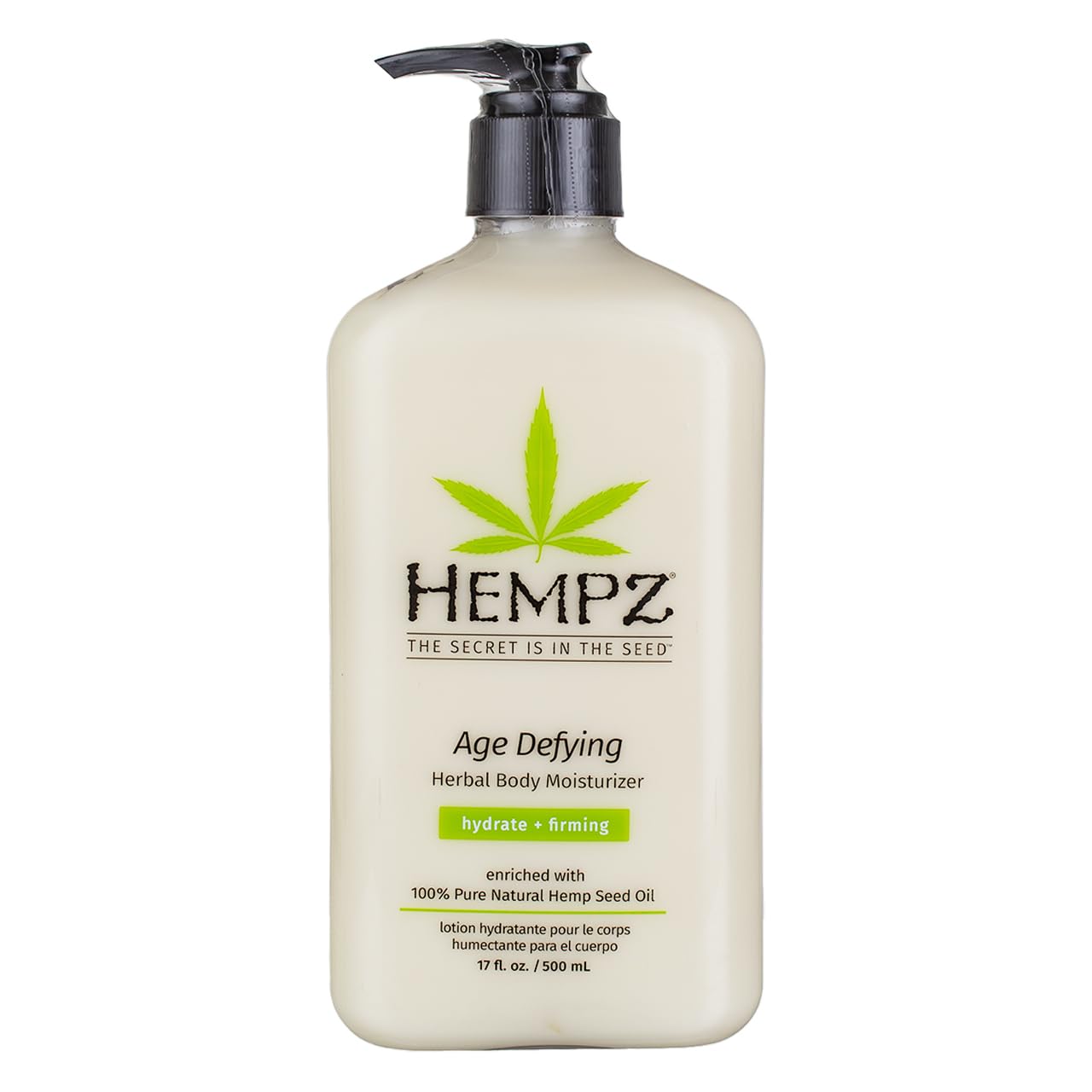 Hempz Age Defying Body Moisturizer – 17oz Pump (Pack of 2) | Deep Hydration with Hemp Seed Oil