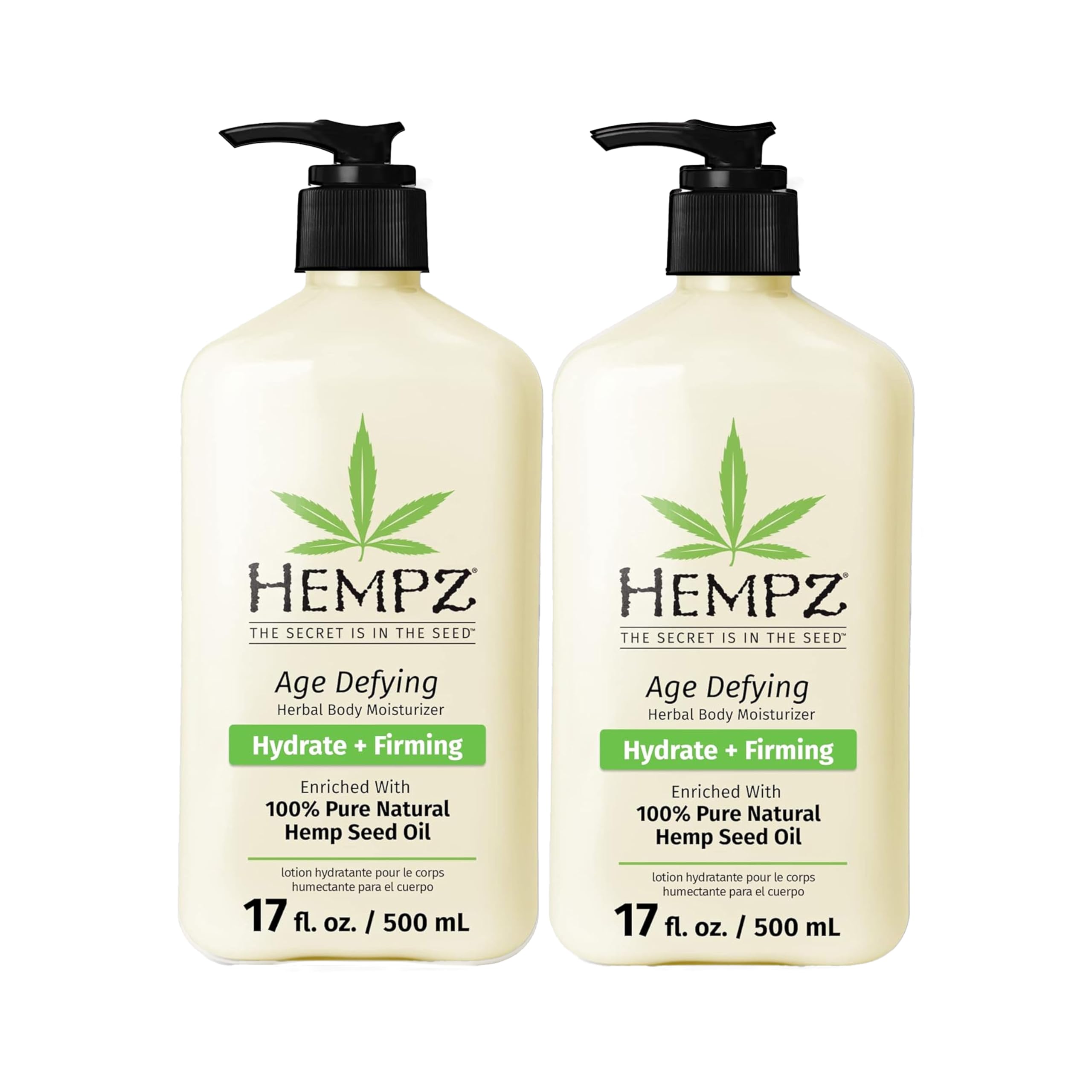 Hempz Age Defying Body Moisturizer 2 Pack – 17 oz Each | Daily Herbal Hydration