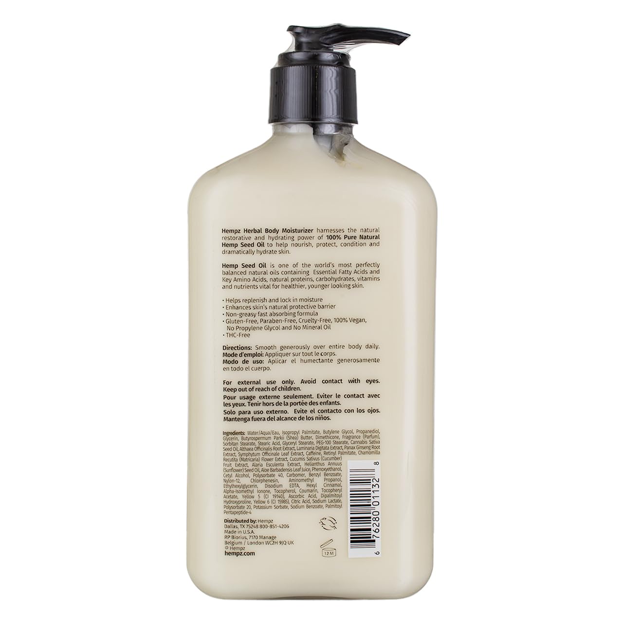 Hempz Age Defying Body Moisturizer – 17oz Pump (Pack of 2) | Deep Hydration with Hemp Seed Oil