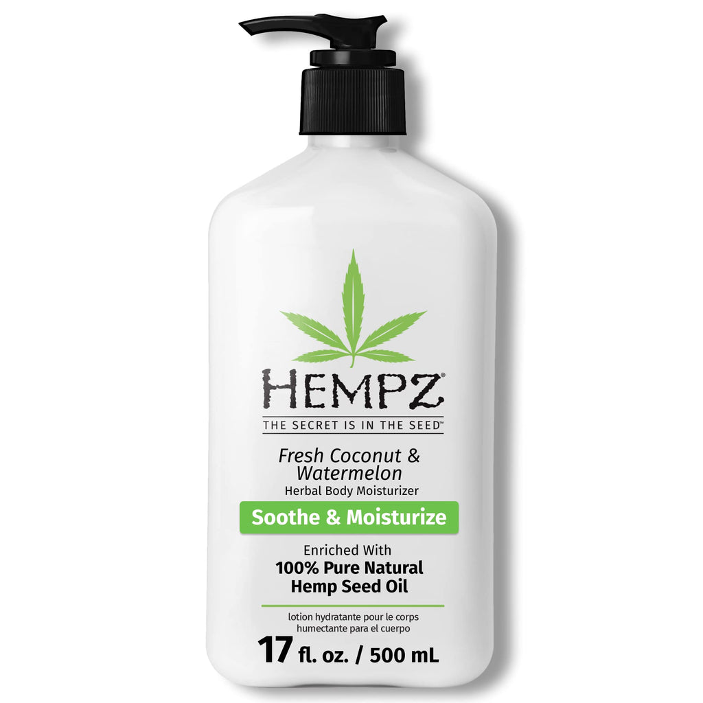 Hempz Body Lotion – Fresh Coconut & Watermelon Daily Moisturizing Cream with Shea Butter & Hemp Seed Oil | Large