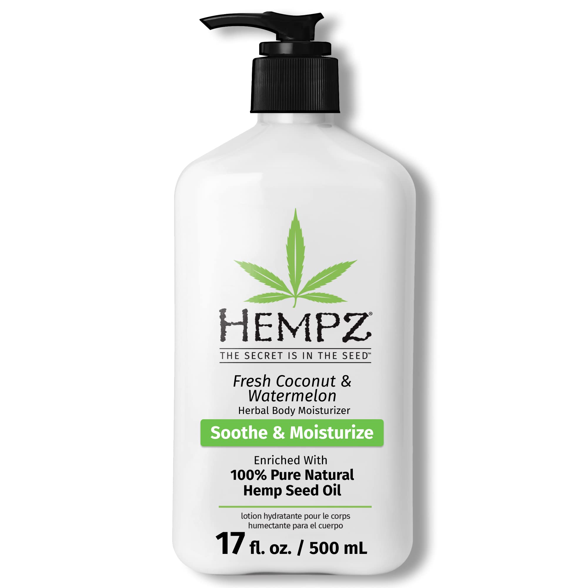 Hempz Body Lotion – Fresh Coconut & Watermelon Daily Moisturizing Cream with Shea Butter & Hemp Seed Oil | Large