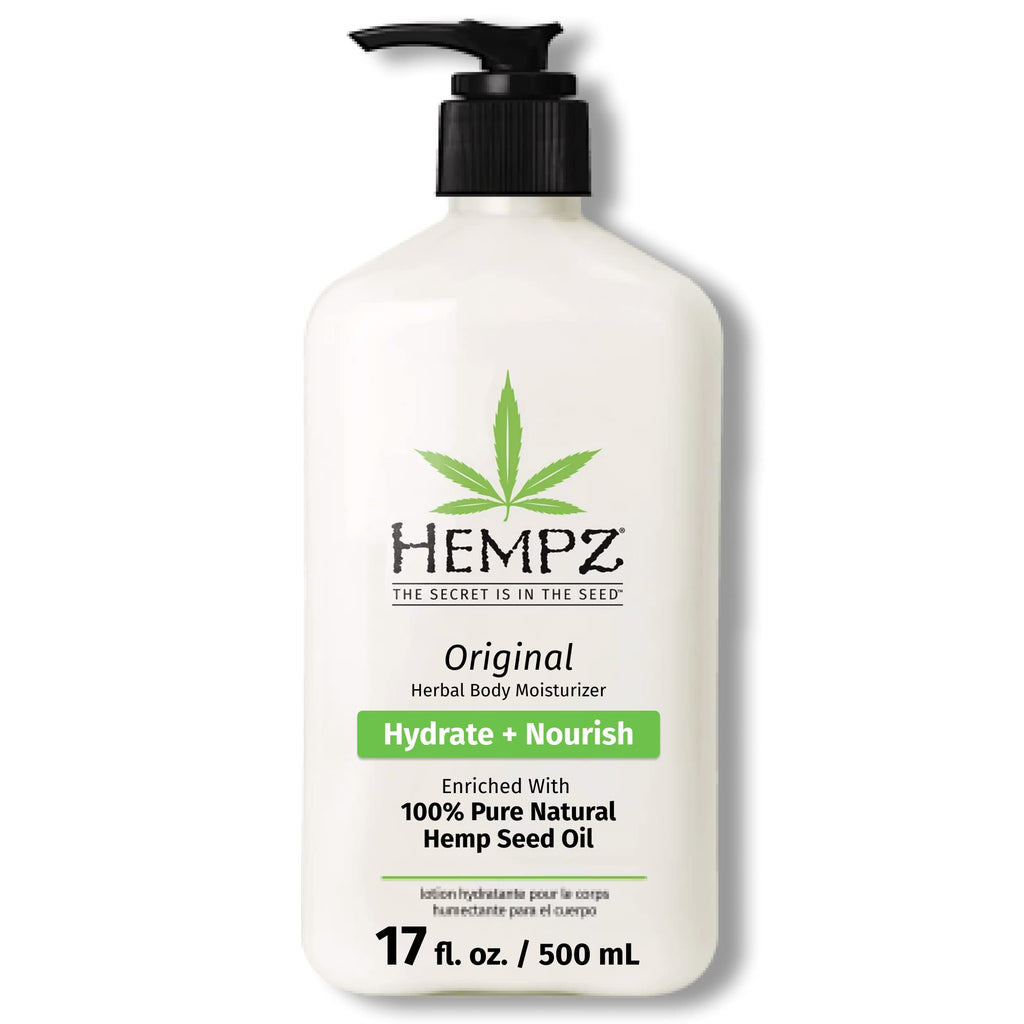 Hempz Original Hemp Seed Oil Body Moisturizer with Shea Butter & Ginseng – 17 oz | Vegan, Paraben-Free, Cruelty-Free