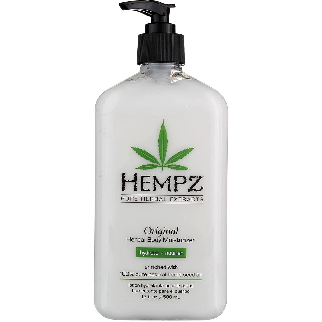 Hempz Original Body Moisturizer 17oz Pump Twin Pack (500ml) – Vegan, Paraben & Gluten Free