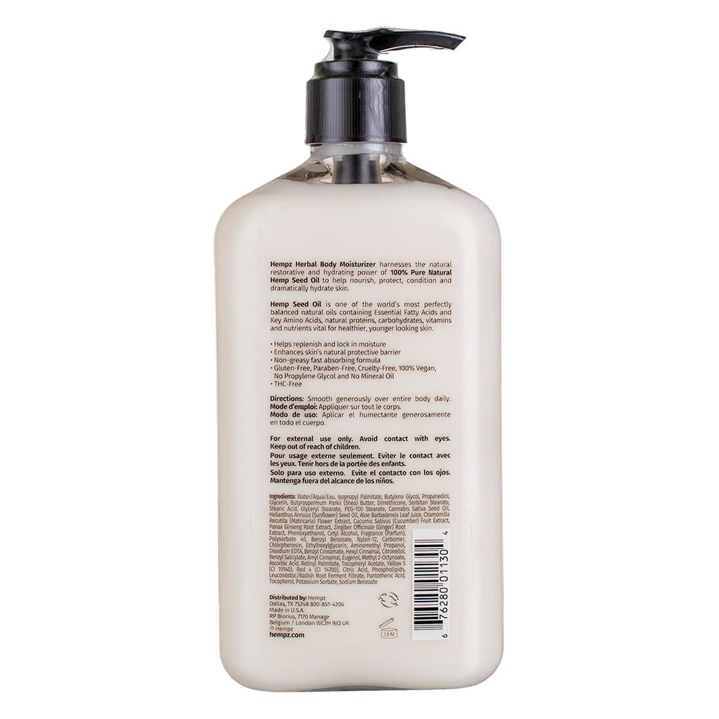 Hempz Original Body Moisturizer 17oz Pump Twin Pack (500ml) – Vegan, Paraben & Gluten Free