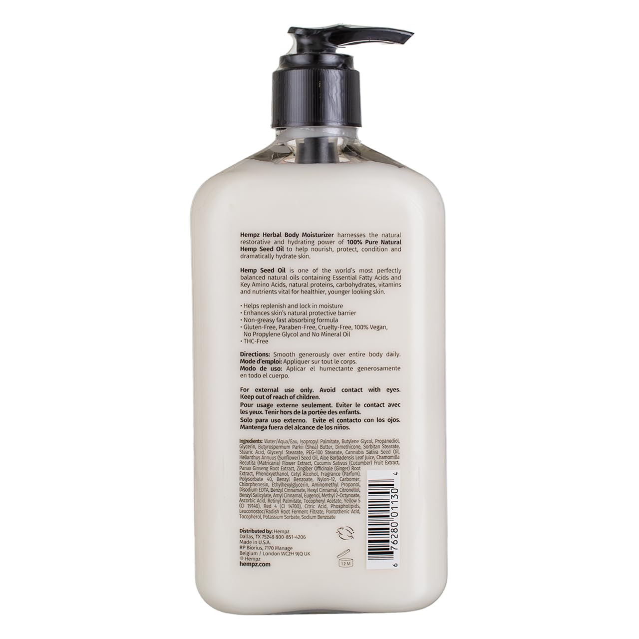 Hempz Original Body Moisturizer 17oz Pump Twin Pack (500ml) – Vegan, Paraben & Gluten Free