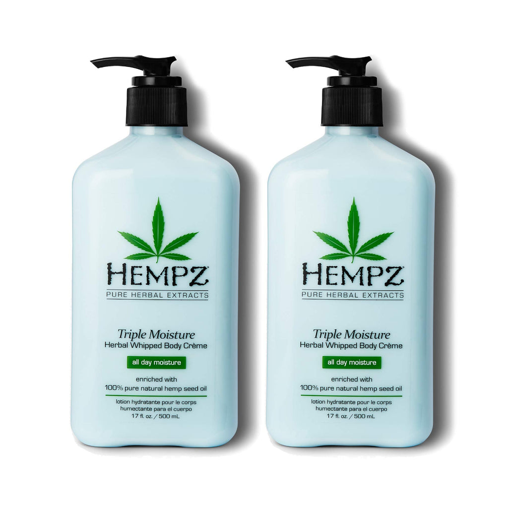 Hempz Natural Triple Moisture Whipped Body Cream – 24-Hour Hydration, 2-Pack