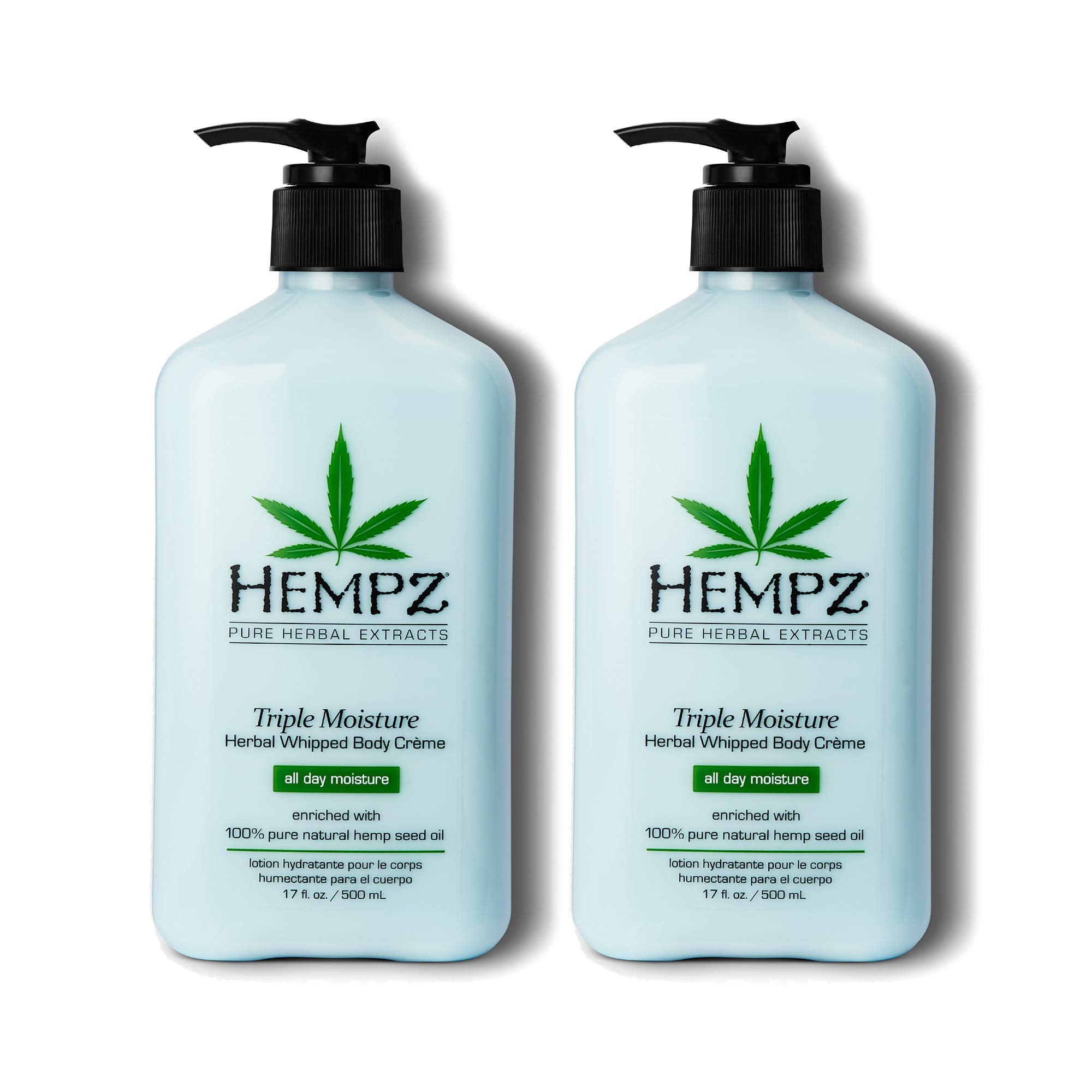 Hempz Natural Triple Moisture Whipped Body Cream – 24-Hour Hydration, 2-Pack