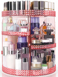 HEMTROY 360° Rotating Makeup Organizer – Extra Large Pink 7-Layer Cosmetic Stand