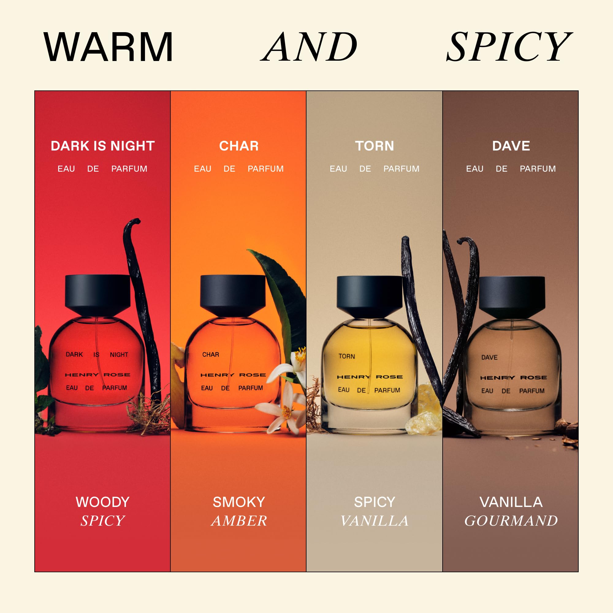 Henry Rose Dark Is Night | Unisex Woody Vetiver Perfume with Vanilla Bean | EWG Verified, Cruelty-Free, Sustainable Packaging