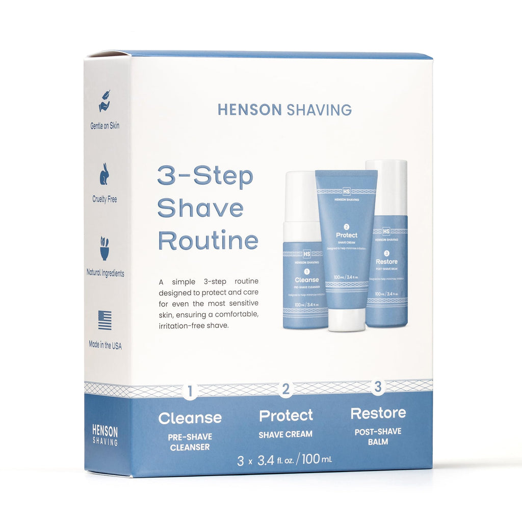 Henson Shaving Skin Care Combo: 3-Step Shaving Kit for Men (3.4 oz Each)