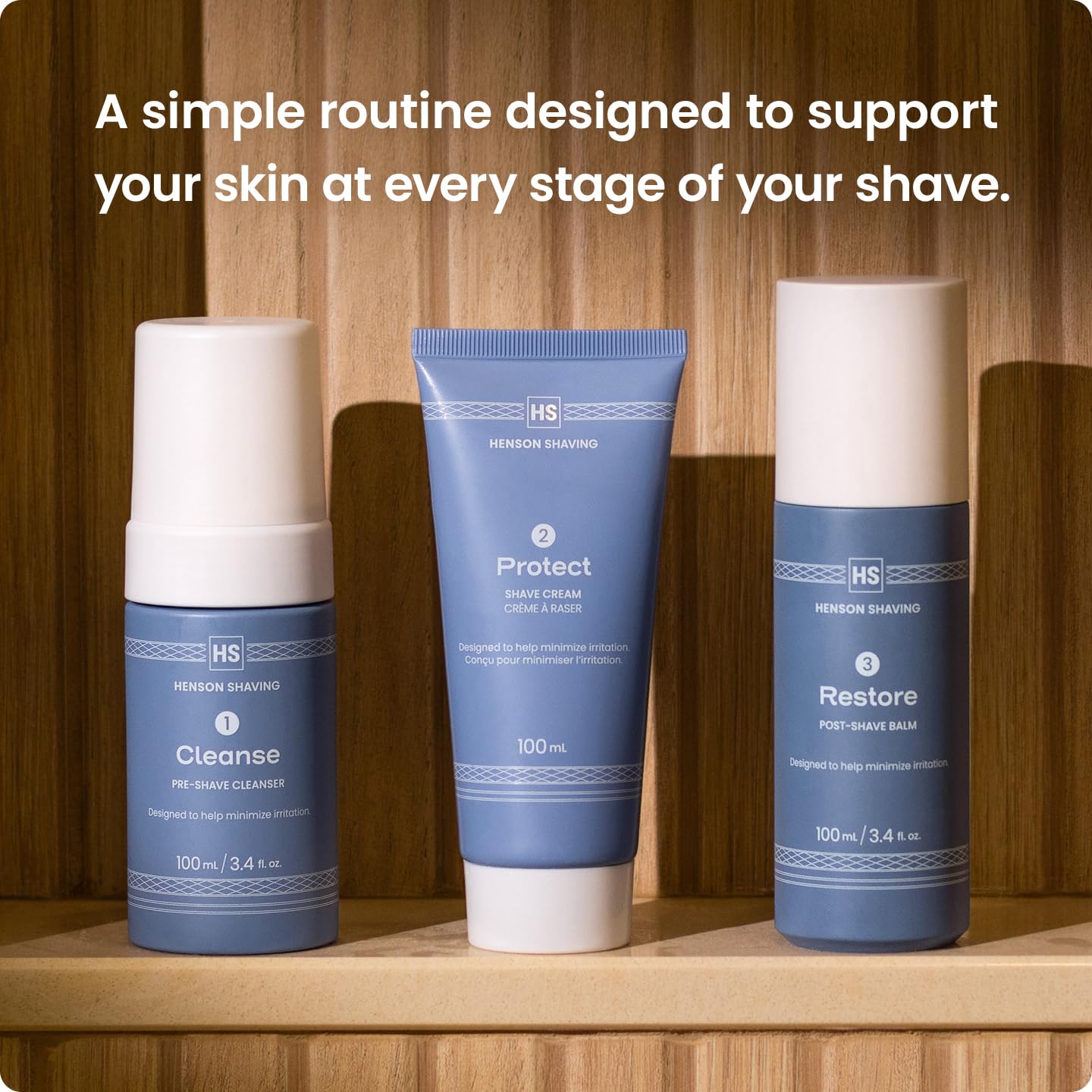 Henson Shaving Skin Care Combo: 3-Step Shaving Kit for Men (3.4 oz Each)